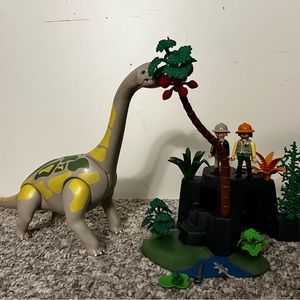 Playmobil dinosaur set with scenery and characters